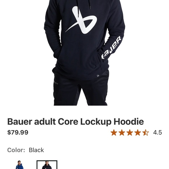 Bauer core Black hoodie with White Logo men's medium - Picture 9 of 9